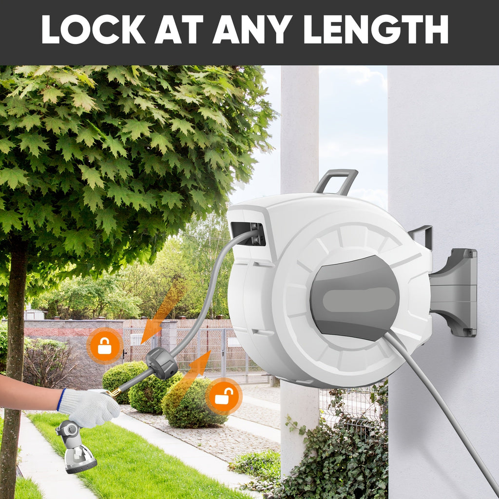 65/84/100/115/130FT X 1/2" Retractable Garden Hose Reel