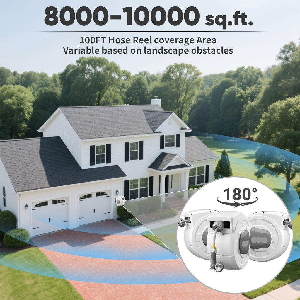 65/84/100/115/130FT X 1/2" Retractable Garden Hose Reel