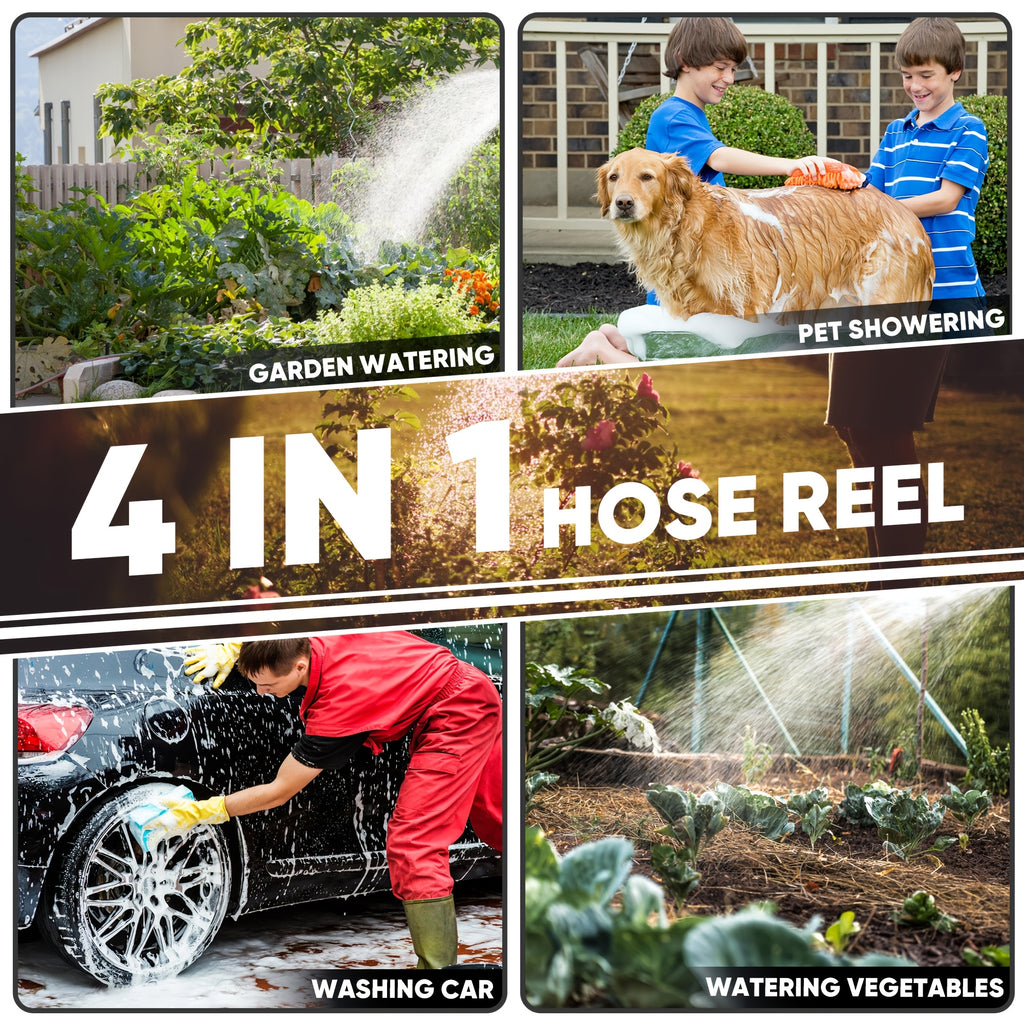65/84/100/115/130FT X 1/2" Retractable Garden Hose Reel